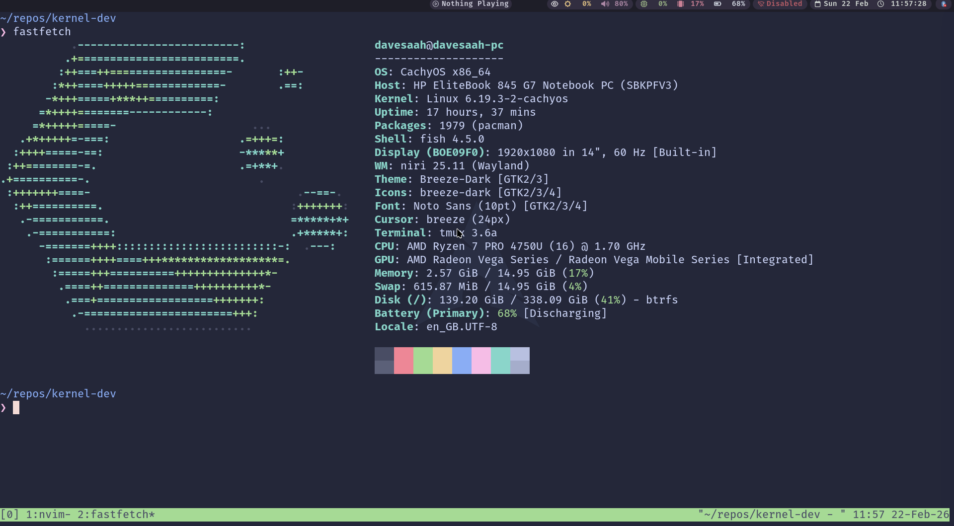 Screenshot of Fastfetch