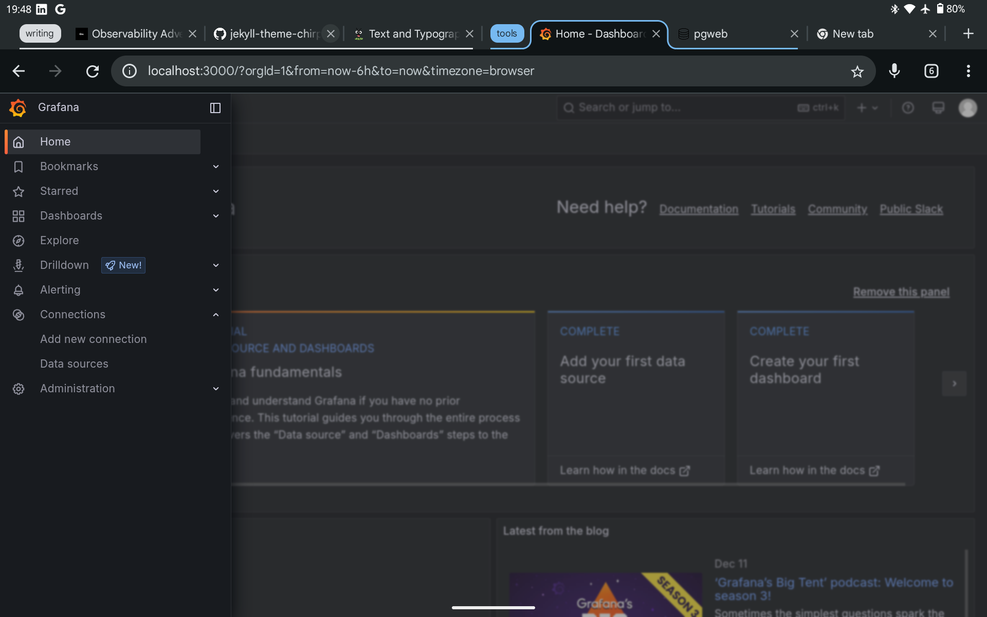 grafana side menu screenshot